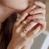 Women's Stainless Steel Zircon Geometric Ring With Vacuum Pvd Gold Plating Hypoallergenic Jewelry