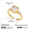 Women's Stainless Steel Zircon Geometric Ring With Vacuum Pvd Gold Plating Hypoallergenic Jewelry