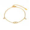 Women's 316L Stainless Steel Zircon Inlaid Geometric Ankle Chain Simple Light Luxury Plated With 18K Gold