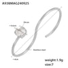Women's 316L Stainless Steel Zircon Sshaped Double Finger Wrap Ring Pvd Plated 18K Gold Geometric Letters Numbers Text Style