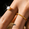 Women's 316L Stainless Steel Zircon Sshaped Double Finger Wrap Ring Pvd Plated 18K Gold Geometric Letters Numbers Text Style