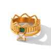 Women's Stainless Steel Zircon Wave Ring With Geometric Shape Electroplated Gold Finish Fashion Jewelry