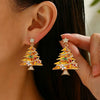Women's Star And Christmas Tree Earrings Zinc Alloy Geometric Holiday Jewelry With Dripping Oil Finish Light Luxury Party Accessories