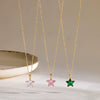 Women's Star Pendant Necklace Stainless Steel Geometric Collarbone Chain With Zirconia And Gold Tone Electroplated Finish