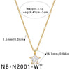 Women's Star Pendant Necklace Stainless Steel Geometric Collarbone Chain With Zirconia And Gold Tone Electroplated Finish