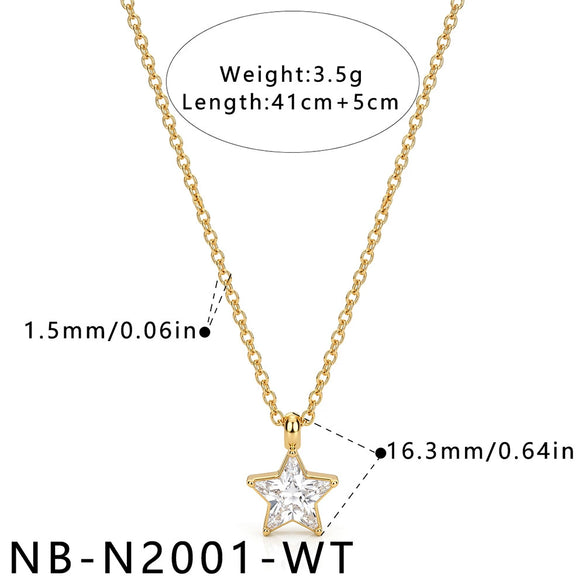 Women's Star Pendant Necklace Stainless Steel Geometric Collarbone Chain With Zirconia And Gold Tone Electroplated Finish