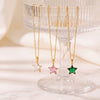 Women's Star Pendant Necklace Stainless Steel Geometric Collarbone Chain With Zirconia And Gold Tone Electroplated Finish