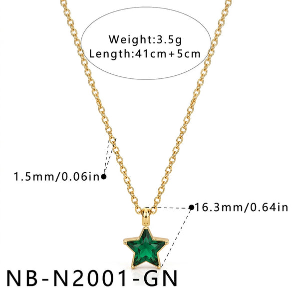 Women's Star Pendant Necklace Stainless Steel Geometric Collarbone Chain With Zirconia And Gold Tone Electroplated Finish
