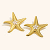 Women's Starfish Earrings With Imitation Pearls Stainless Steel With 18K Gold Plating Geometric Animalinspired Statement Jewelry