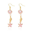 Women's Starfish Shell Tassel Earrings Bohemian Beach Style Alloy Drop Earrings With Stainless Steel Ear Hooks Electroplated Finish