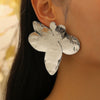 Women's Statement Electroplated Alloy Flower Earrings With Asymmetrical Pleated Petal Design