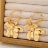 Women's Statement Floral Hammered Metal Earrings Electroplated Ferroalloy Flower Design With Stainless Steel Ear Posts For Wholesale