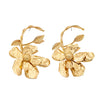 Women's Statement Floral Hammered Metal Earrings Electroplated Ferroalloy Flower Design With Stainless Steel Ear Posts For Wholesale