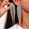 Women's Statement Geometric Zircon Tassel Drop Earrings With Stainless Steel And Gold Tone Electroplated Finish
