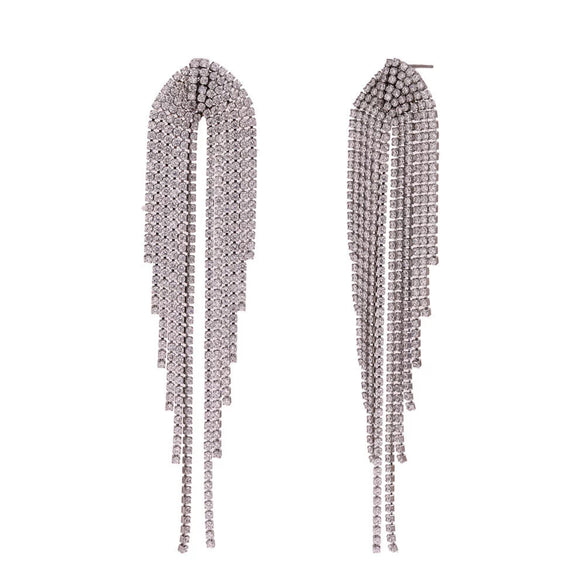 Women's Statement Geometric Zircon Tassel Drop Earrings With Stainless Steel And Gold Tone Electroplated Finish