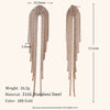 Women's Statement Geometric Zircon Tassel Drop Earrings With Stainless Steel And Gold Tone Electroplated Finish