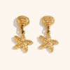 Women's Statement Star Pendant Earrings In Stainless Steel With Gold Electroplated Finish And Distinctive Geometric Design