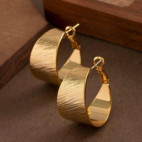 Women's Statement Ushaped Geometric Metal Stud Earrings With Copper Posts And Ecofriendly Plating