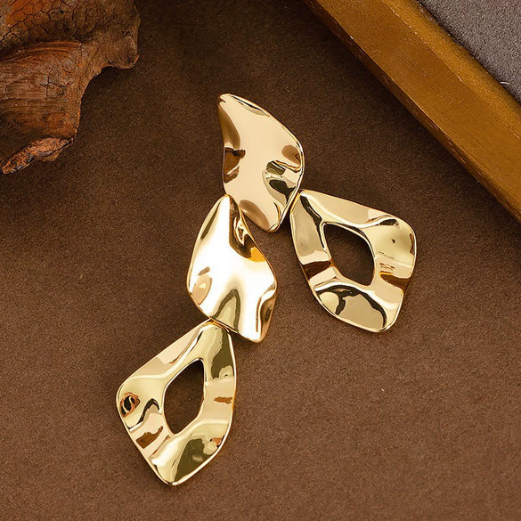 Women's Statement Ushaped Geometric Metal Stud Earrings With Copper Posts And Ecofriendly Plating
