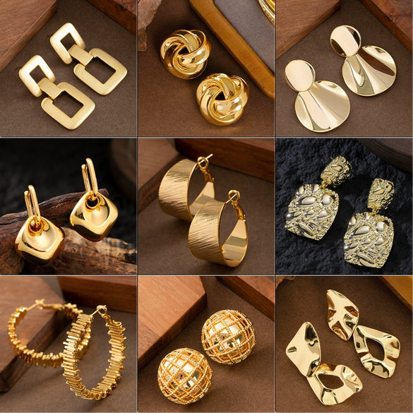 Women's Statement Ushaped Geometric Metal Stud Earrings With Copper Posts And Ecofriendly Plating