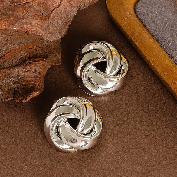 Women's Statement Ushaped Geometric Metal Stud Earrings With Copper Posts And Ecofriendly Plating