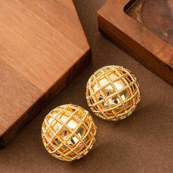 Women's Statement Ushaped Geometric Metal Stud Earrings With Copper Posts And Ecofriendly Plating