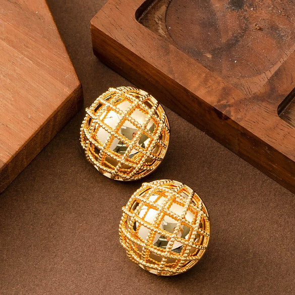 Women's Statement Ushaped Geometric Metal Stud Earrings With Copper Posts And Ecofriendly Plating