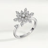 Women's 925 Sterling Silver Adjustable Rotating Ring Light Luxury Electroplated Open Band Anxiety Stress Relief Ring