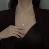 Women's Sterling Silver Bow Pendant Necklace With Electroplated Finish And Cross Chain Elegant Fashion Jewelry