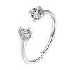 Women's Sterling Silver Bow Ring With Simulated Zircon Adjustable Open Design Geometric Light Luxury Electroplated Jewelry
