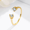 Women's Sterling Silver Bow Ring With Simulated Zircon Adjustable Open Design Geometric Light Luxury Electroplated Jewelry