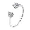 Women's Sterling Silver Bow Ring With Simulated Zircon Adjustable Open Design Geometric Light Luxury Electroplated Jewelry