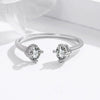 Women's Sterling Silver Bow Ring With Simulated Zircon Adjustable Open Design Geometric Light Luxury Electroplated Jewelry