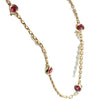 Women's 925 Sterling Silver Bracelet With Geometric Pattern 18K Gold Plated And Ruby
