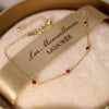 Women's 925 Sterling Silver Bracelet With Geometric Pattern 18K Gold Plated And Ruby