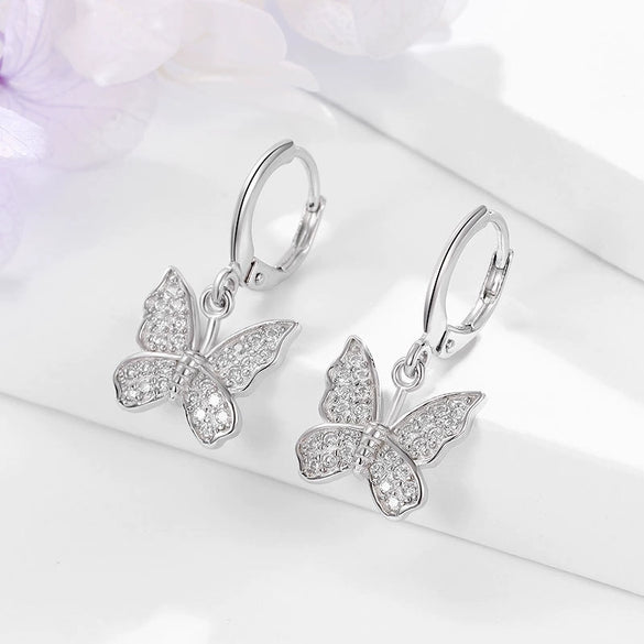 Women's 925 Sterling Silver Butterfly Bow Earrings Elegant Small Fresh Animal Inspired Fashion Jewelry Accessories