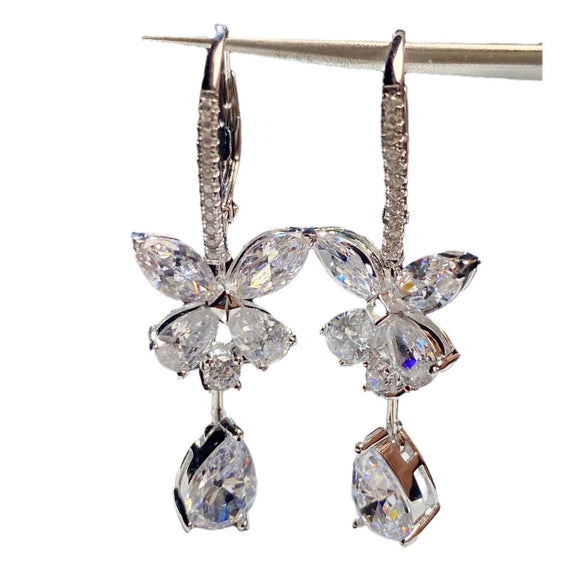 Women's 925 Sterling Silver Butterfly Drop Shape Earrings With High Sense Design