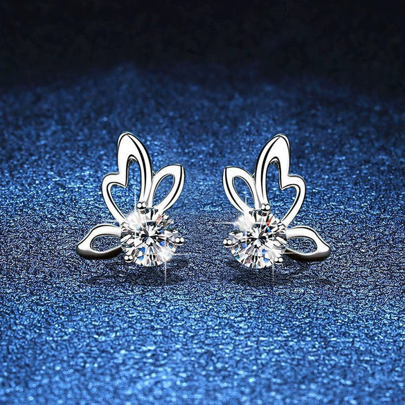 Women's 925 Sterling Silver Butterfly Earrings With Electroplated Finish Classic Pastoral Animal Inspired Jewelry