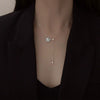 Women's Sterling Silver Camellia Flower Pendant Necklace With Cross Chain Adjustable Collarbone Length And Electroplated Floral Design