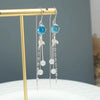 Women's Sterling Silver Cat's Eye Long Tassel Earrings Light Luxury Geometric Fishtail Ear Thread Earrings