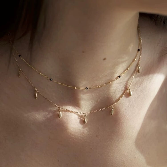 Women's Sterling Silver Chain Multipendant Clavicle Chain With Geometric Pattern Set With Precious Stones Retro Style