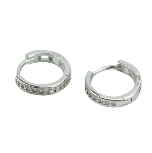 Women's Sterling Silver Circle Hoop Earrings With Geometric Zirconia Accents Simple Fashion Jewelry For Girls And Students
