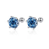 Women's 925 Sterling Silver Classic Round Moissanite Claw Screw Earrings Plated Pt950 Gold