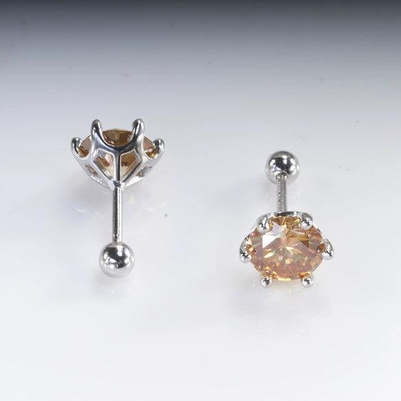 Women's 925 Sterling Silver Classic Round Moissanite Claw Screw Earrings Plated Pt950 Gold