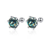 Women's 925 Sterling Silver Classic Round Moissanite Claw Screw Earrings Plated Pt950 Gold
