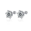 Women's 925 Sterling Silver Classic Round Moissanite Claw Screw Earrings Plated Pt950 Gold
