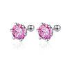 Women's 925 Sterling Silver Classic Round Moissanite Claw Screw Earrings Plated Pt950 Gold