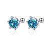 Women's 925 Sterling Silver Classic Round Moissanite Claw Screw Earrings Plated Pt950 Gold