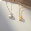 Women's Sterling Silver Crescent Moon Necklace With Synthetic Pearl And Zircon Hollow Pendant And Electroplated Cross Chain