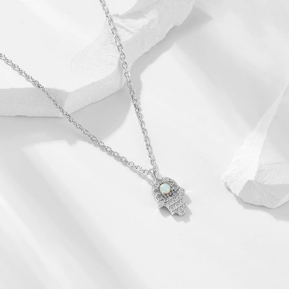 Women's 925 Sterling Silver Cross Chain Necklace With Diamond And Opal